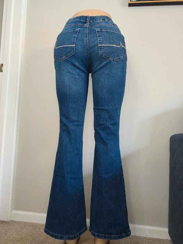 M by Maurices Petite Mid Rise Flared Vintage Y2K Jeans UK Size 8