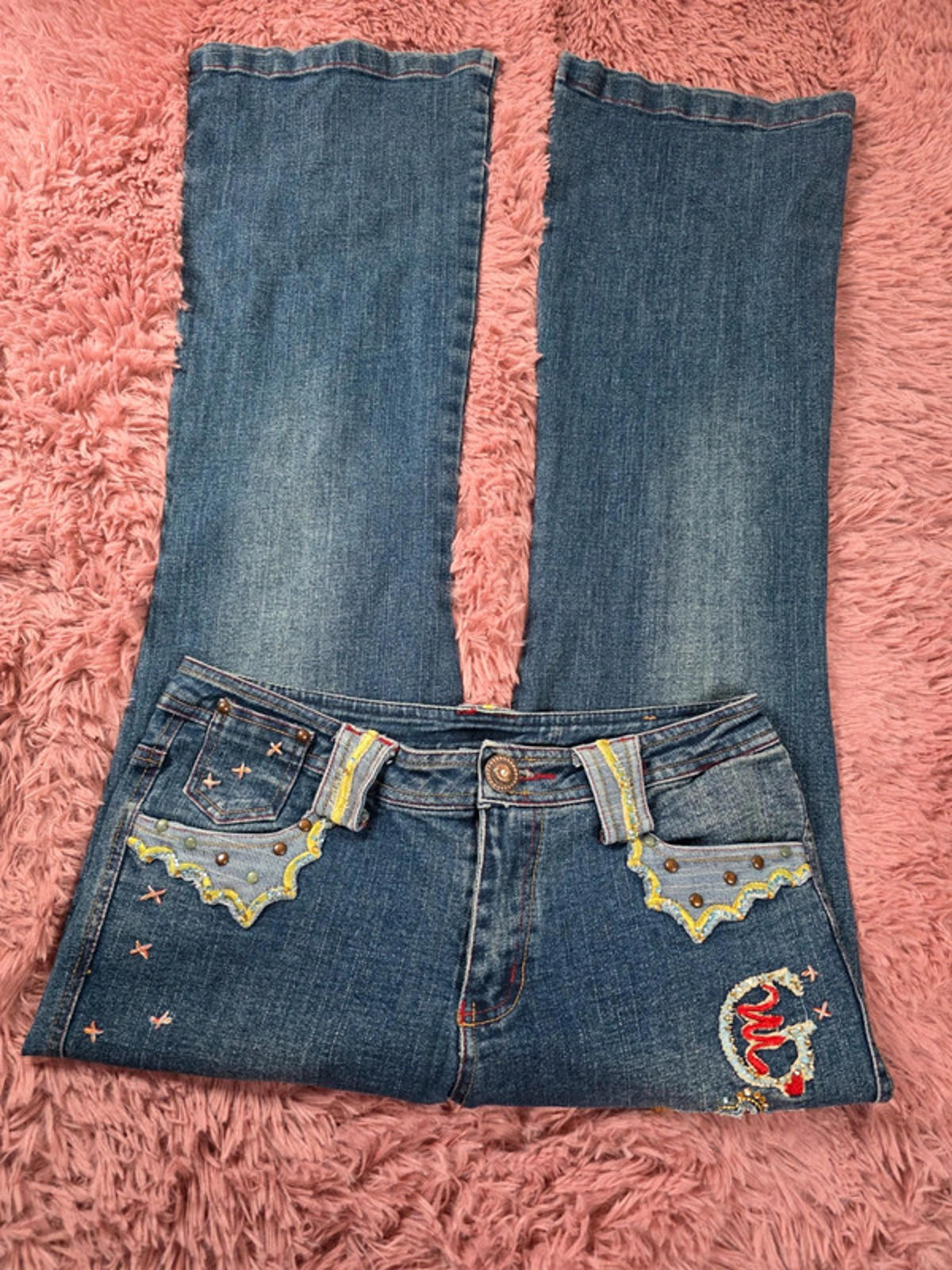 Very Unique Vintage Y2K MG Mid Rise Flared Jeans UK size 10
