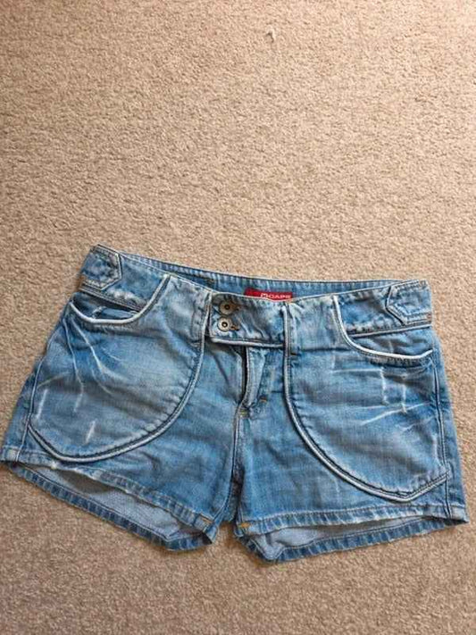 Xcape Low Rise Bum Shorts Vintage Y2K Denim Shorts UK Size 8