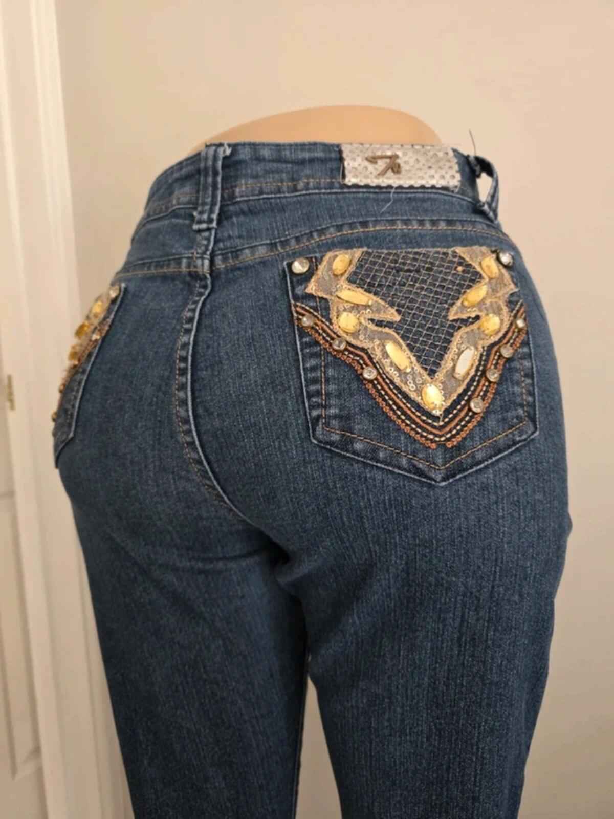 Vintage Y2K Twinkle Mid Rise Blingy Skinny Jeans UK Size 14