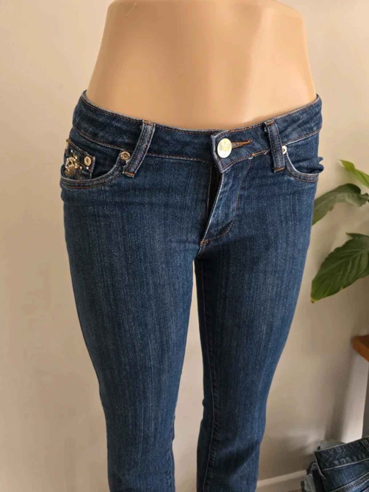 Vintage Y2K Crest Jeans Low Rise Bootcut Jeans UK 8