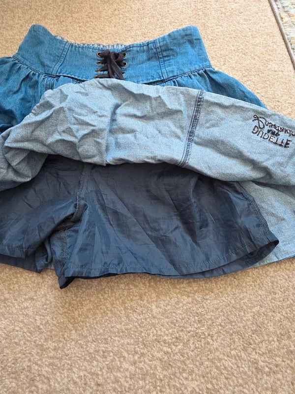Japanese Y2K Flowy Denim Mini Skort UK Size 4/6