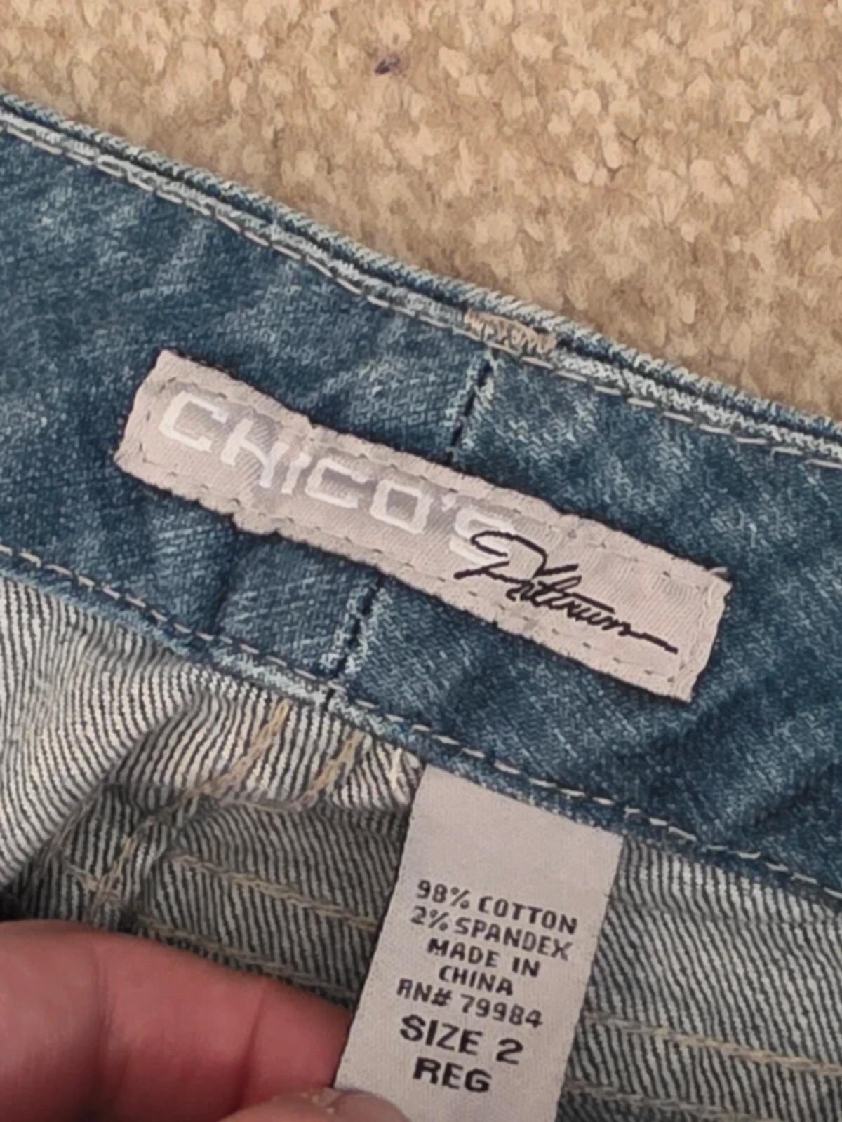 Chico’s Platinum Mid Rise Bootcut Vintage Y2K Jeans UK Size 12/14 Petite