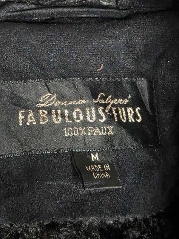 Vintage Y2K Donna Salyers Faux Suede & Faux Fur Asymmetric Coat UK size 14/16