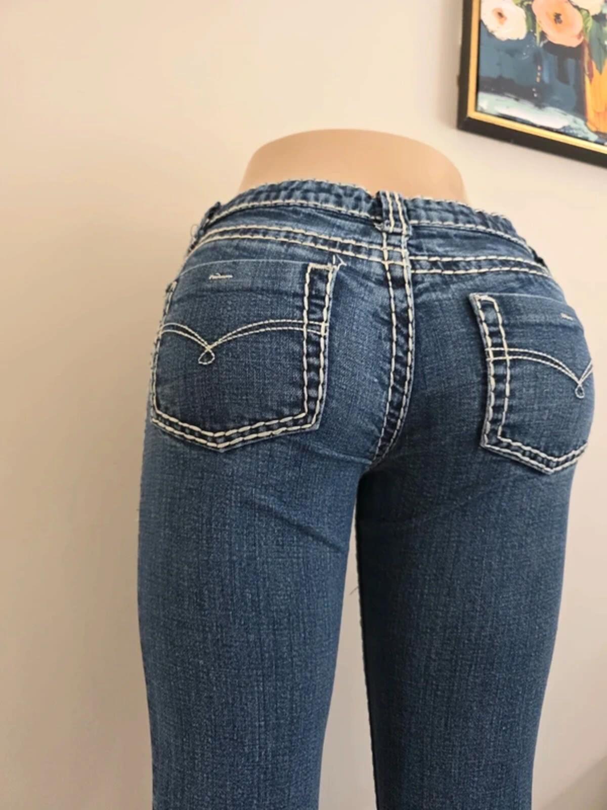 Blue Asphalt Low Rise Bootcut Vintage Y2K Jeans UK Size 8