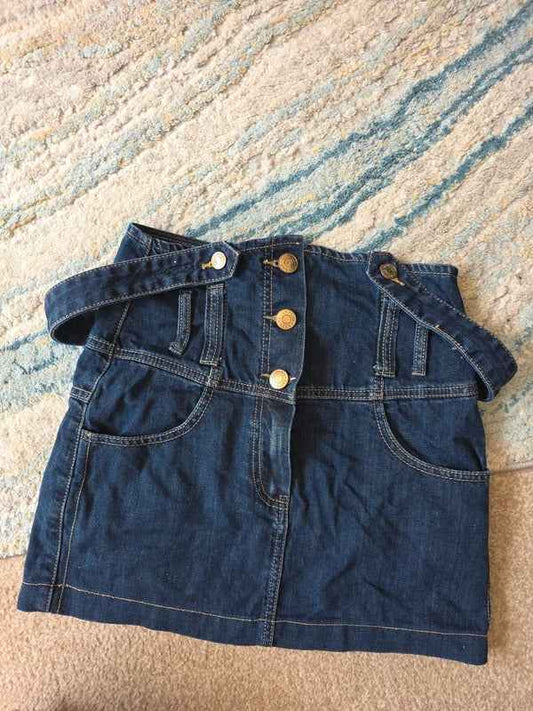 Anyone High Waisted Denim Mini Skirt with Belt UK Size 6