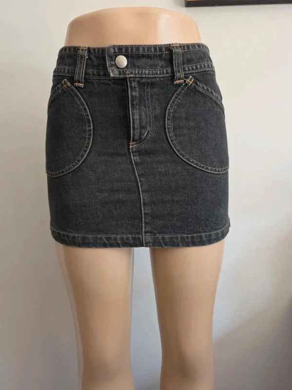Mary Quant London Vintage Y2K Mid Rise Denim Mini Skirt UK Size 4/6