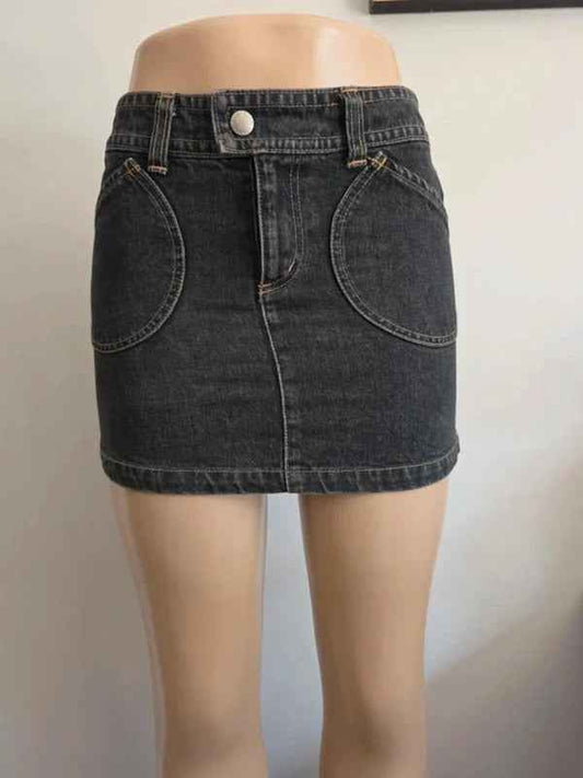 Mary Quant London Vintage Y2K Mid Rise Denim Mini Skirt UK Size 4/6