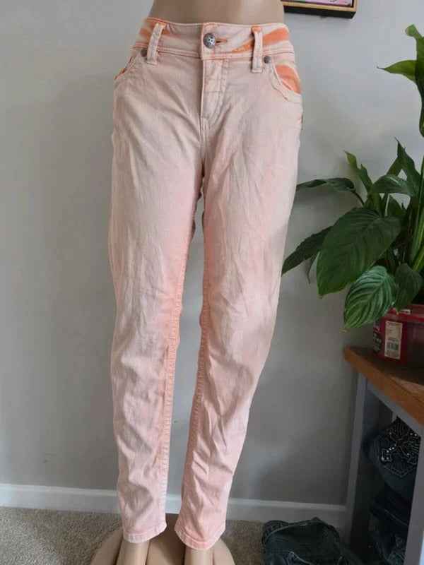 Vintage Y2K Silver Skinny Jeans UK Size 14