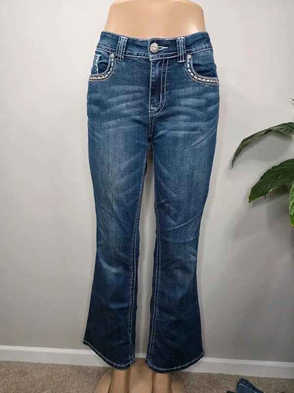 Shyanne Mid Rise Bootcut Blingy Jeans UK Size 12 Petite