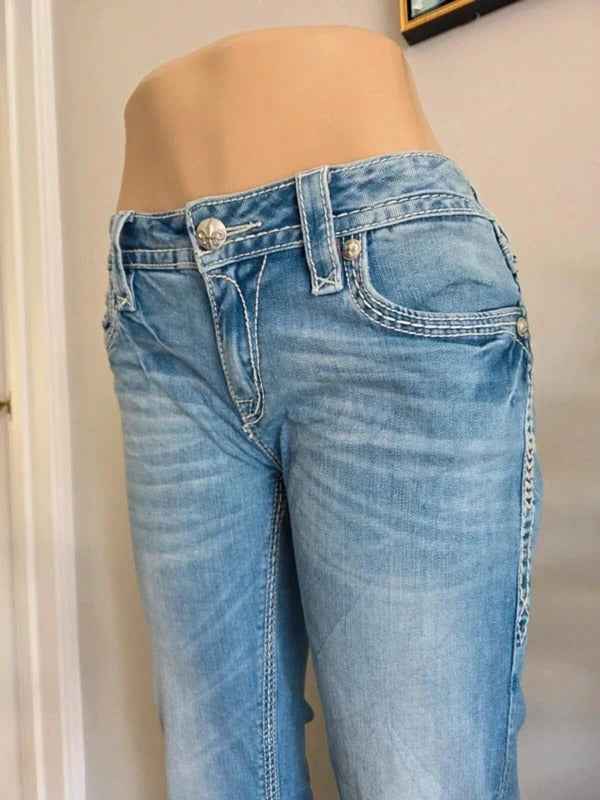 Vintage Y2K Rock Revival Low Rise Bootcut Jeans UK Size 10/12 Tall
