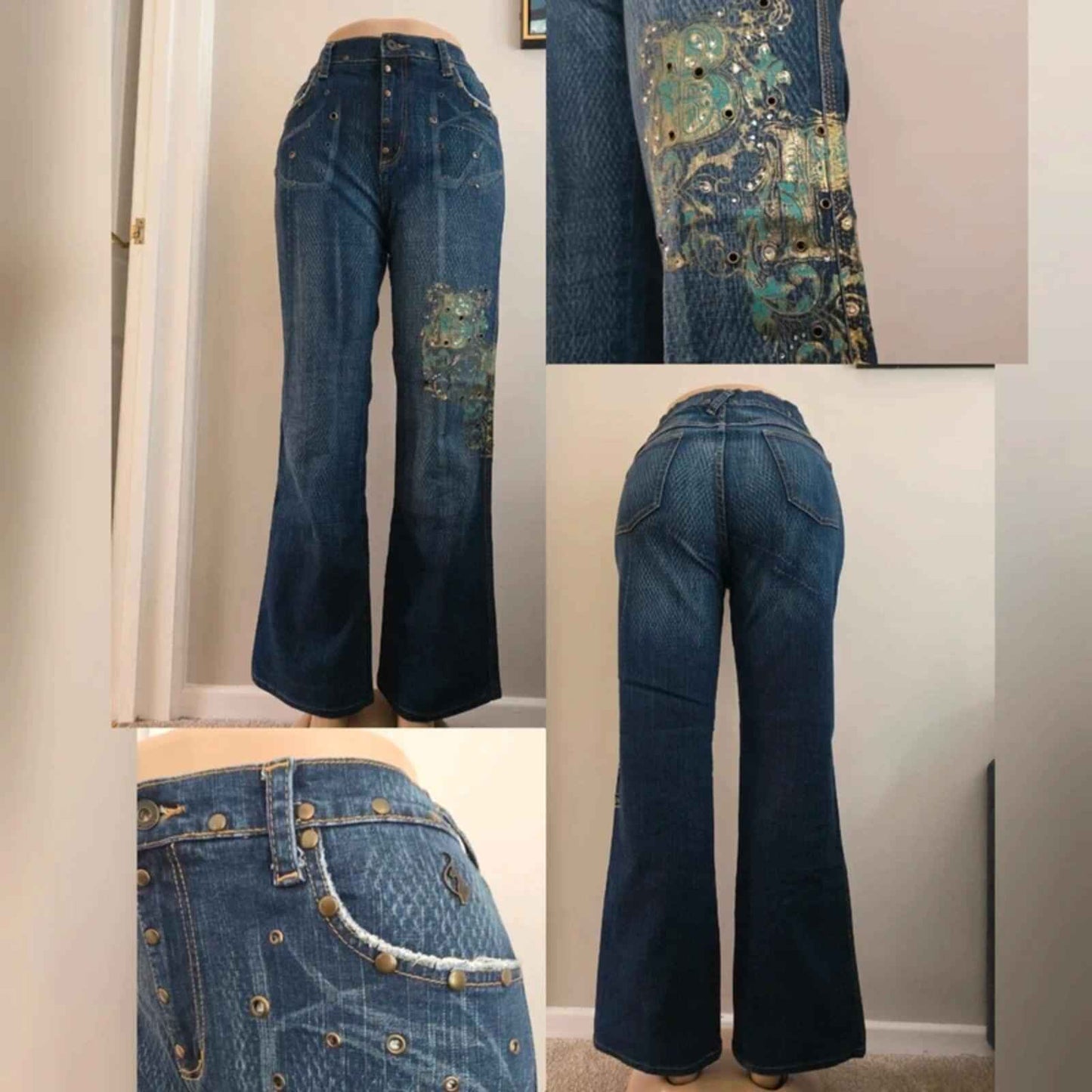 Vintage Y2K Baby Phat High Rise Bootcut Jeans UK Size 12