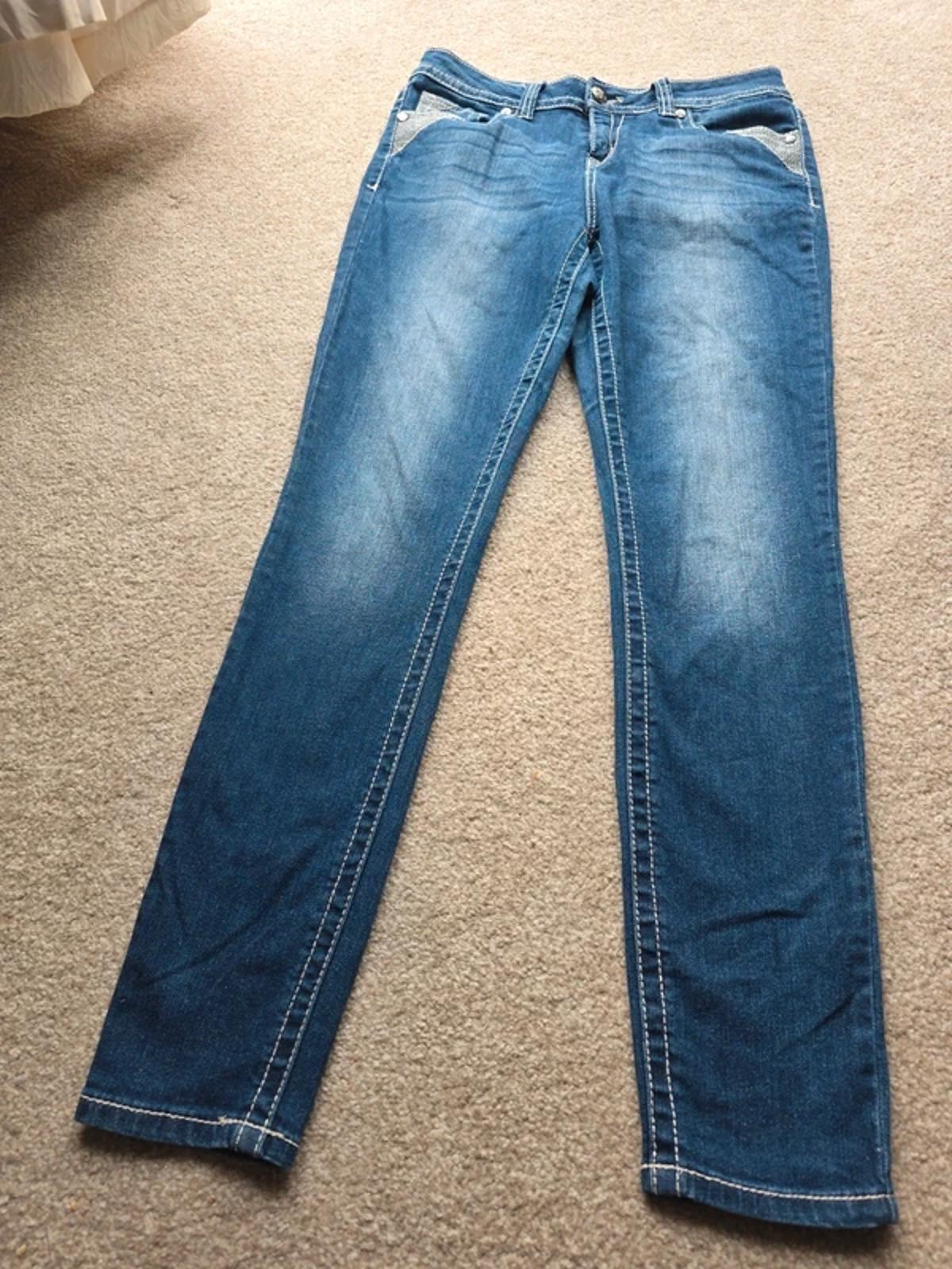 Vintage Y2K Vanilla Star Mid Rise Skinny Jeans UK Size 12