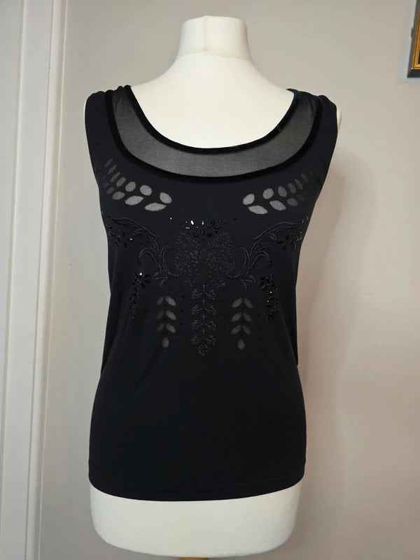 Wolford Mesh Panel Embellished Sleeveless Top UK Size 10