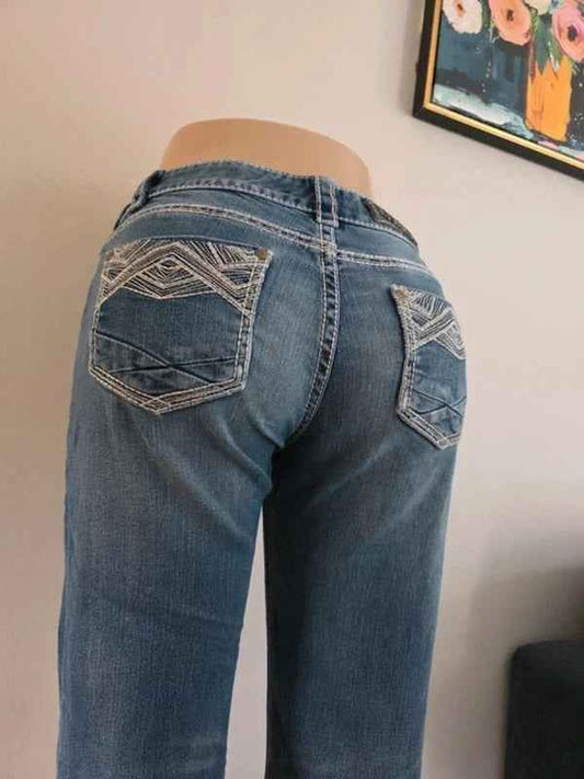Rock & Roll Mid Rise Baby Bootcut Vintage Y2K Jeans UK Size 8 Tall