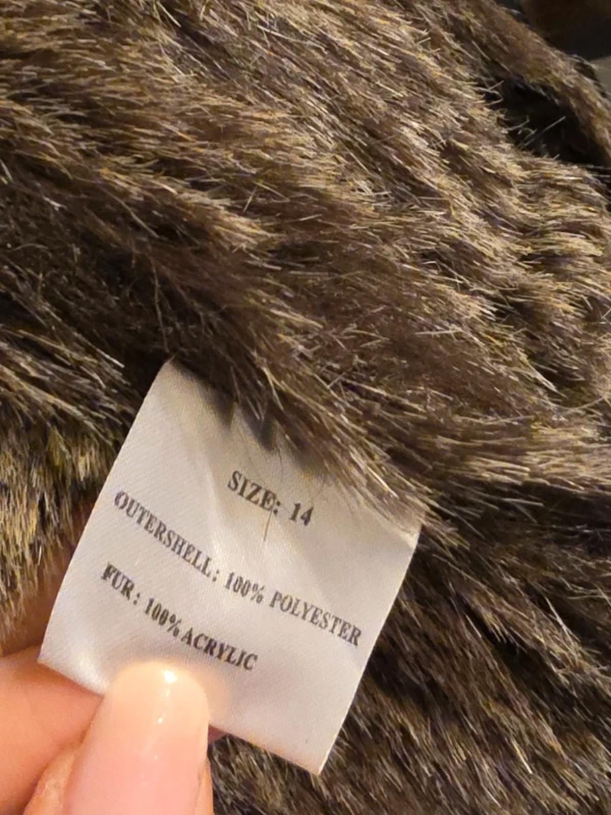 Y2K Brown Faux Wit & Wisdom Shearling Penny Lane Coat With Fur Trim UK Size 14