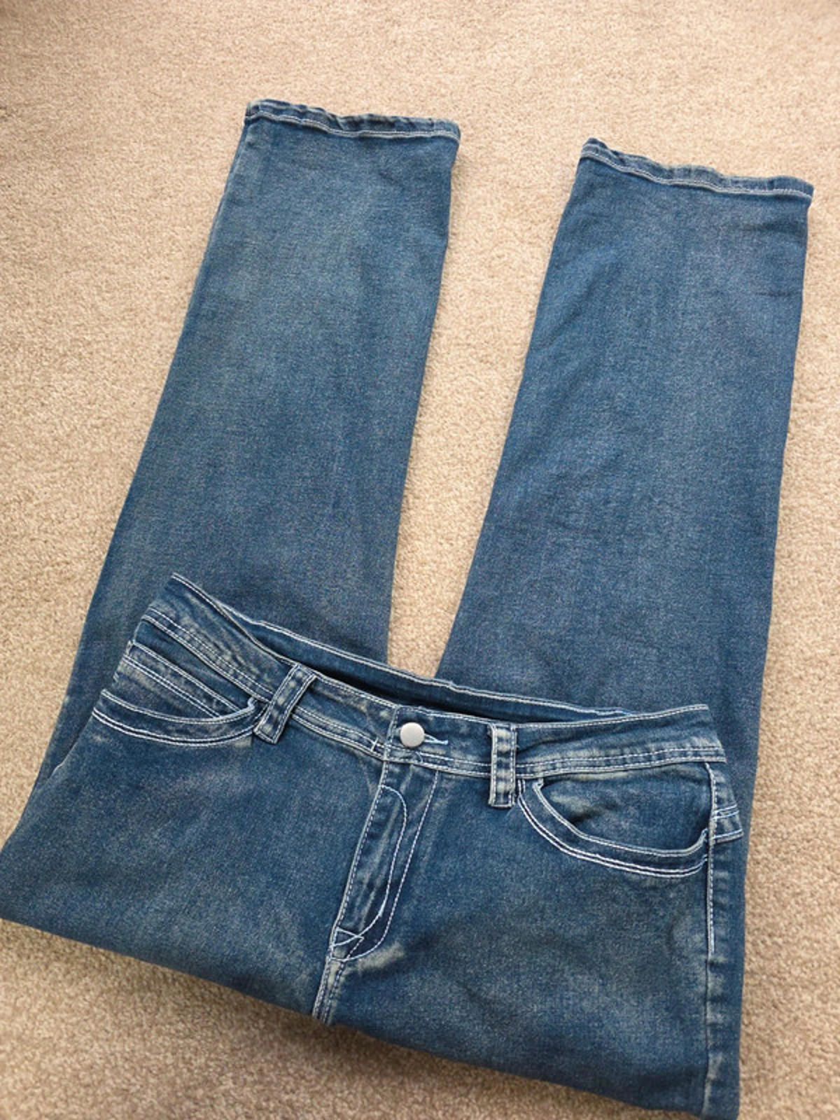 Vintage Y2K No-Label Mid Rise Straight Jeans UK Size 14 Petite