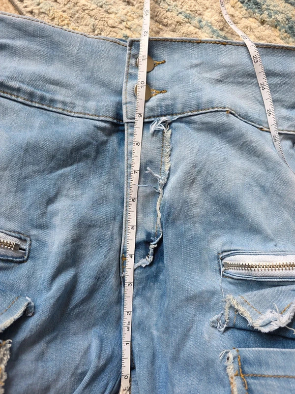 My Boo High Waisted Cropped Cargo Jeans UK Size 8