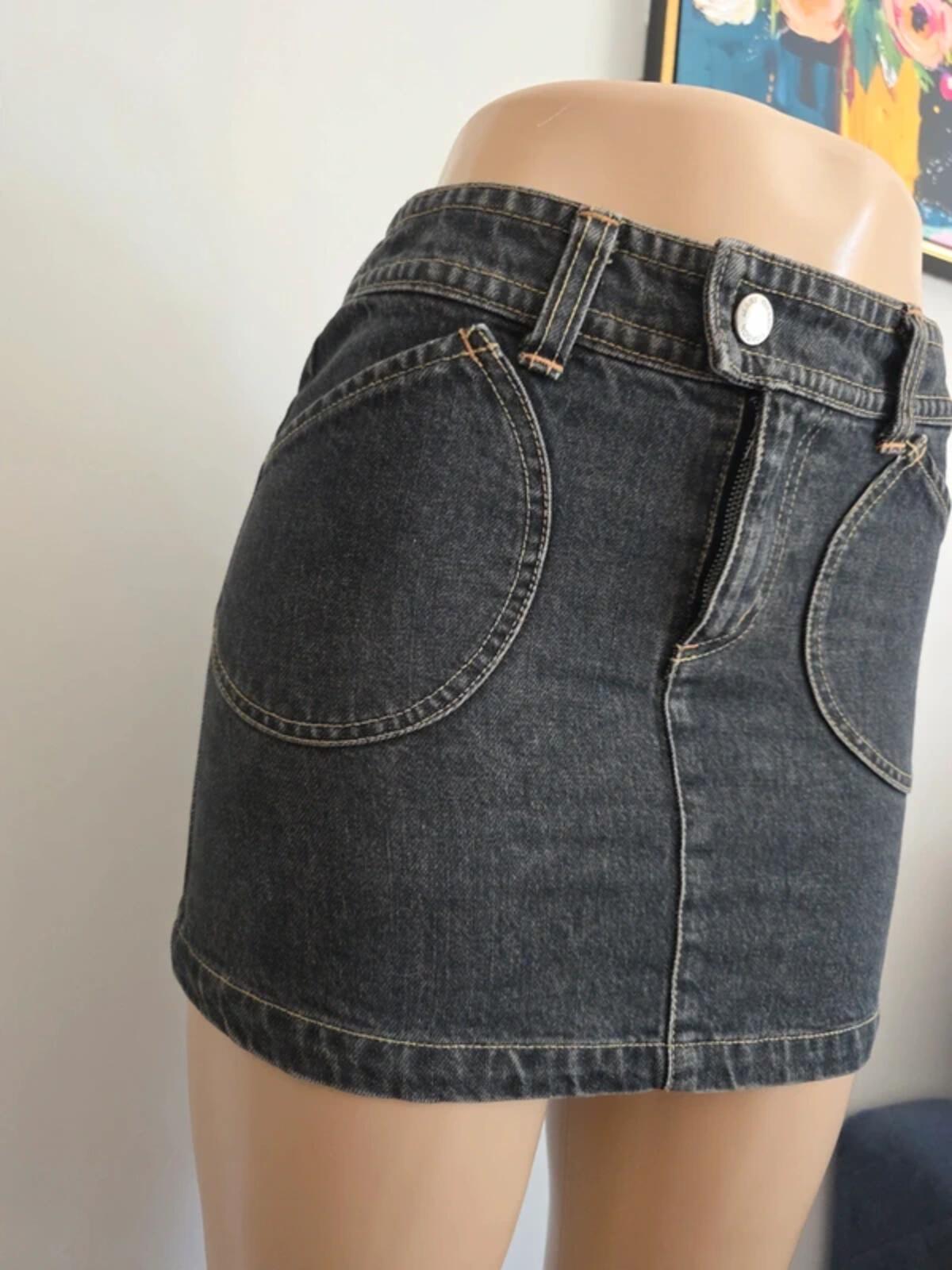 Mary Quant London Vintage Y2K Mid Rise Denim Mini Skirt UK Size 4/6