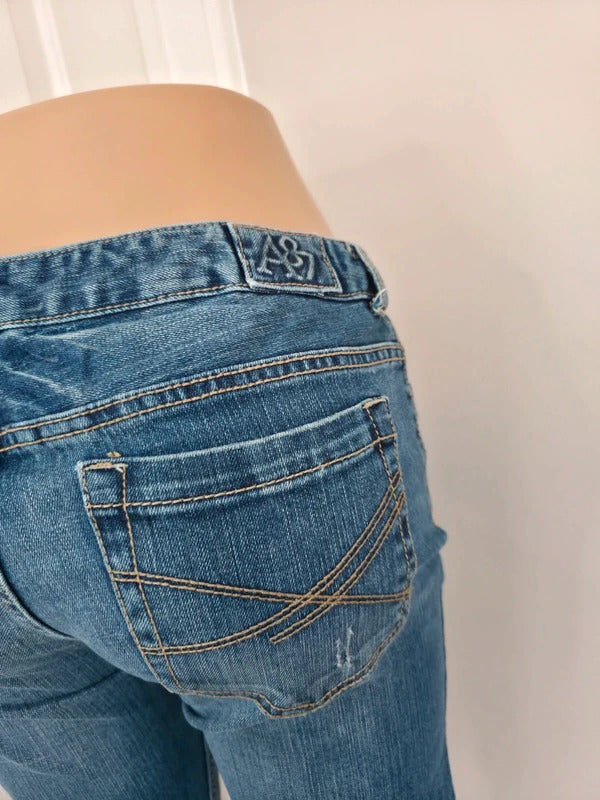 Aeropostale Mid Rise Flared Vintage Y2K Jeans UK Size 10 Petite
