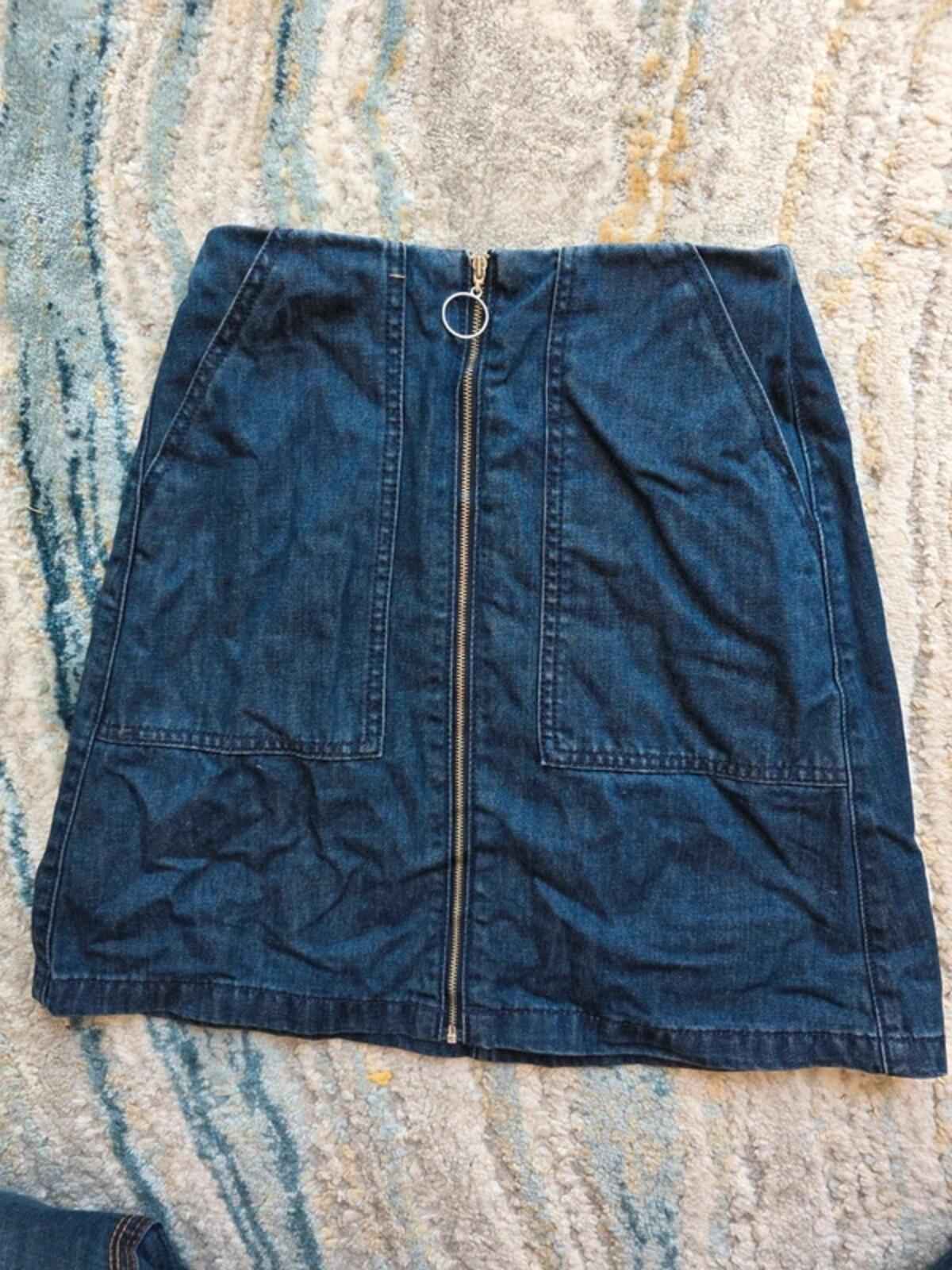 Vintage Y2K GU Denim Zip Mini Skirt UK Size 4