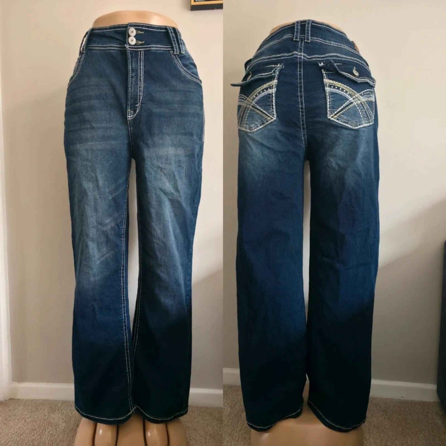 Wallflower Vintage Y2K High Rise Relaxed Bootcut Jeans UK Size 18 Petite