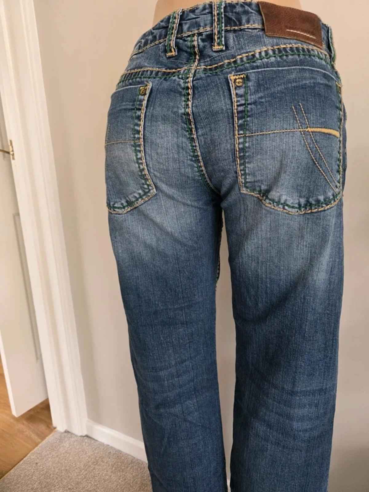 Vintage Y2K Camp David Mid Rise Straight Leg Jeans Baggy Fit UK 14