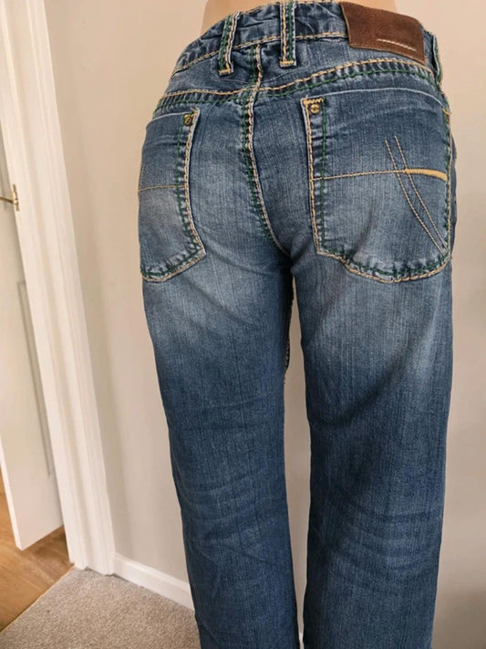 Vintage Y2K Camp David Mid Rise Straight Leg Jeans Baggy Fit UK 14