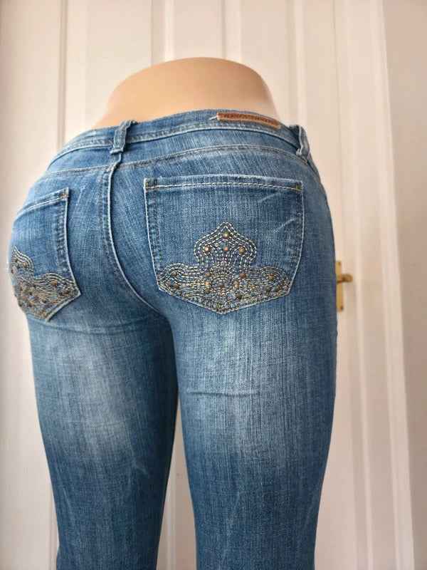 Almost Famous Ultra Low Rise Bootcut Vintage Y2K Jeans UK Size 6