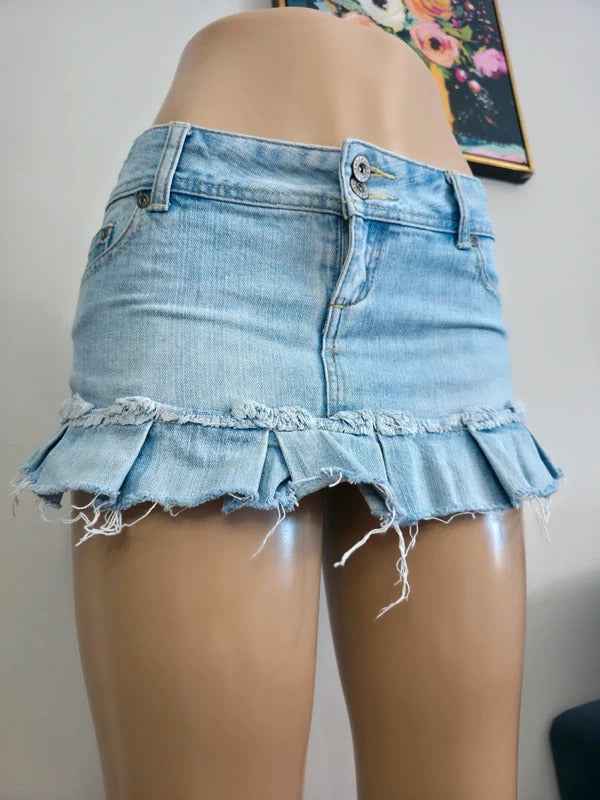Garage Ultra Low Rise Micro Mini Vintage Y2K Denim Skirt UK Size 8