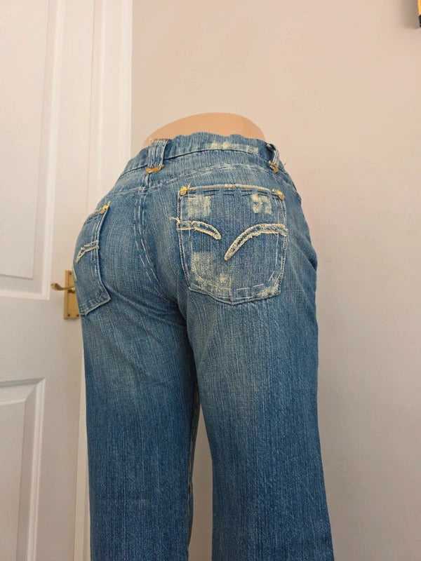 Joe’s Jeans Low Rise Relaxed Flared Vintage Y2K Jeans UK Size 10 Petite