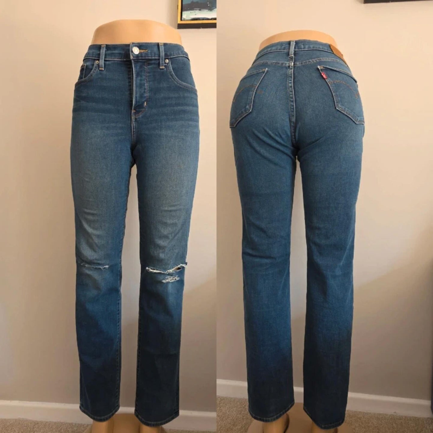Levi's Vintage Y2K Mid Rise Slim Distressed Jeans UK Size 12