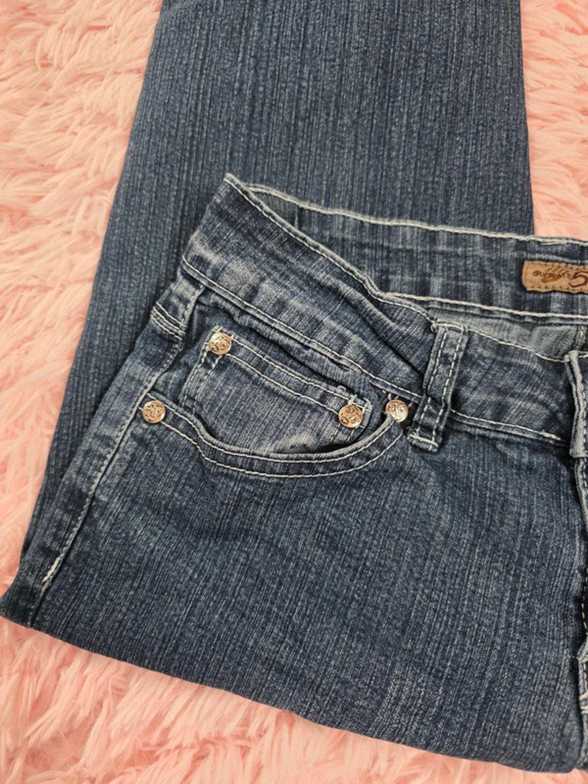 Y2K Give Me 5ive Super Low Rise Bootcut Jeans UK Size 8