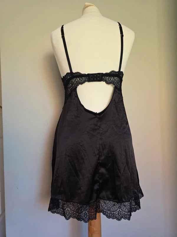 Vintage Y2K Lace Satin Babydoll Nightie UK Size 8