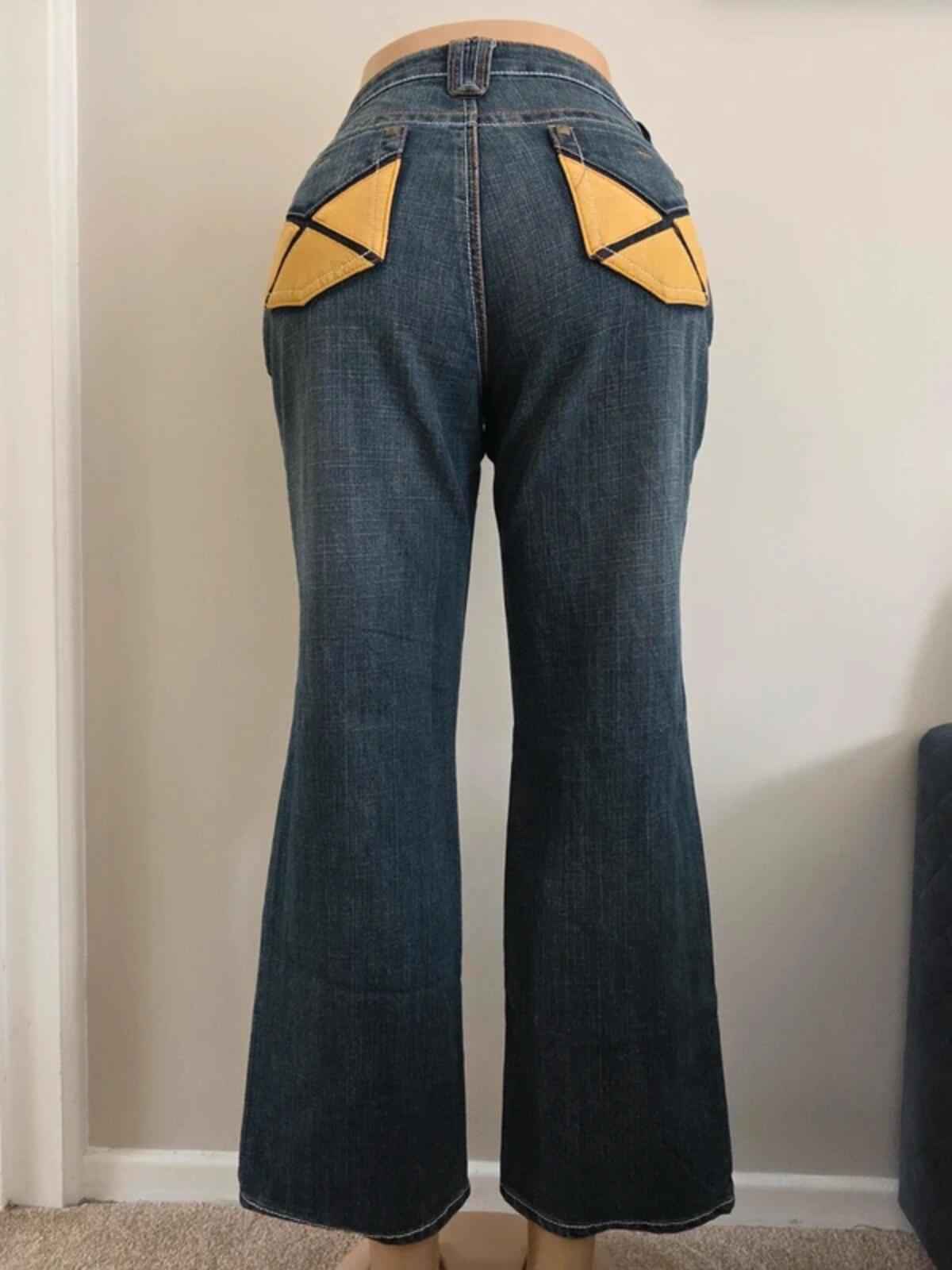 Baccini Mid Rise Wide Leg Vintage Y2K Jeans UK Size 10 Petite