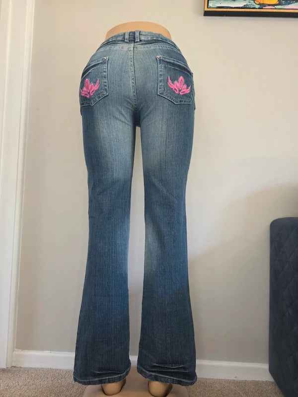 Kikstar Vintage Y2K Mid Rise Bootcut Jeans UK Size 8 Petite