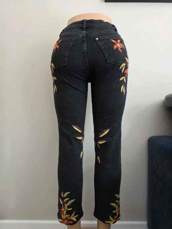 H&M Vintage Y2K High Rise Embroidered Jeans UK Size 6 Petite