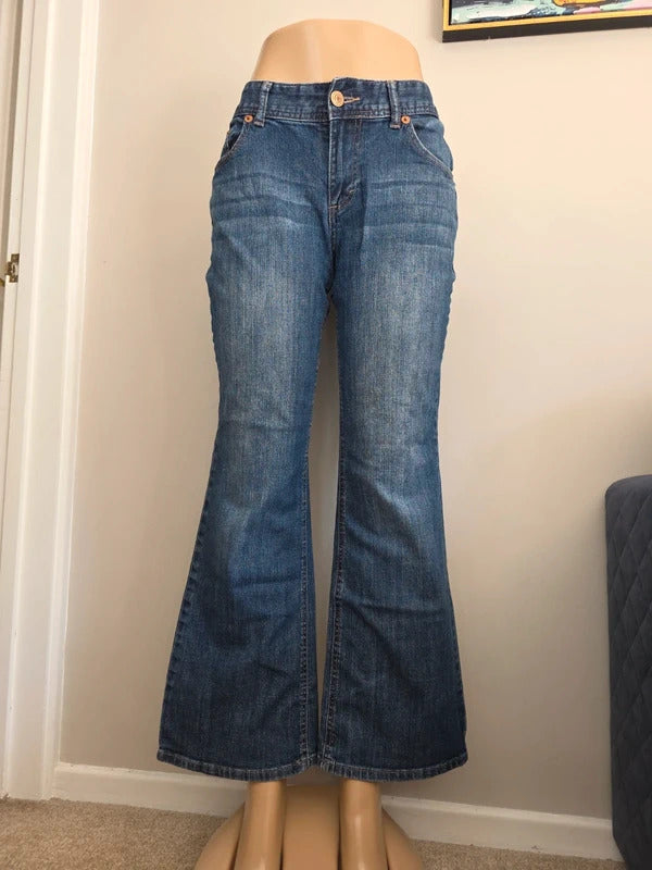 Maurices Mid Rise Flared Vintage Y2K Jeans UK Size 10/12 Petite