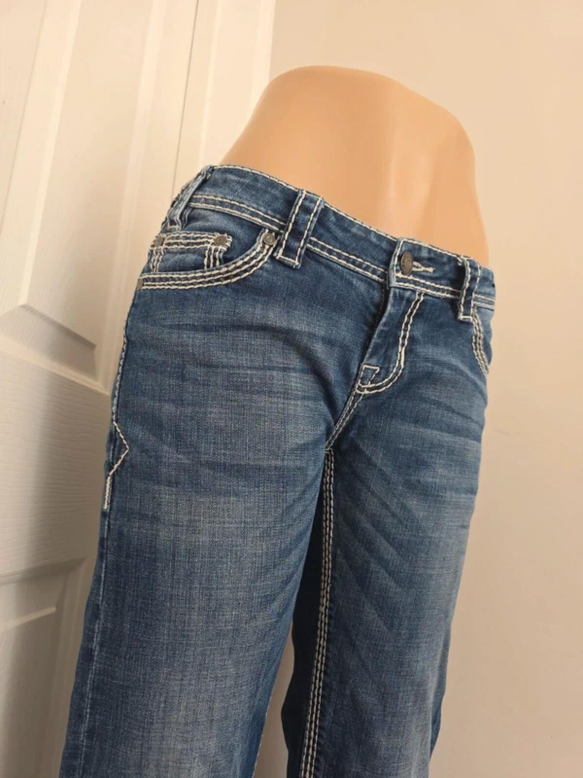 Rock & Roll Cowgirl Low Rise Relaxed Bootcut Vintage Y2K Jeans UK Size 8/10 Tall