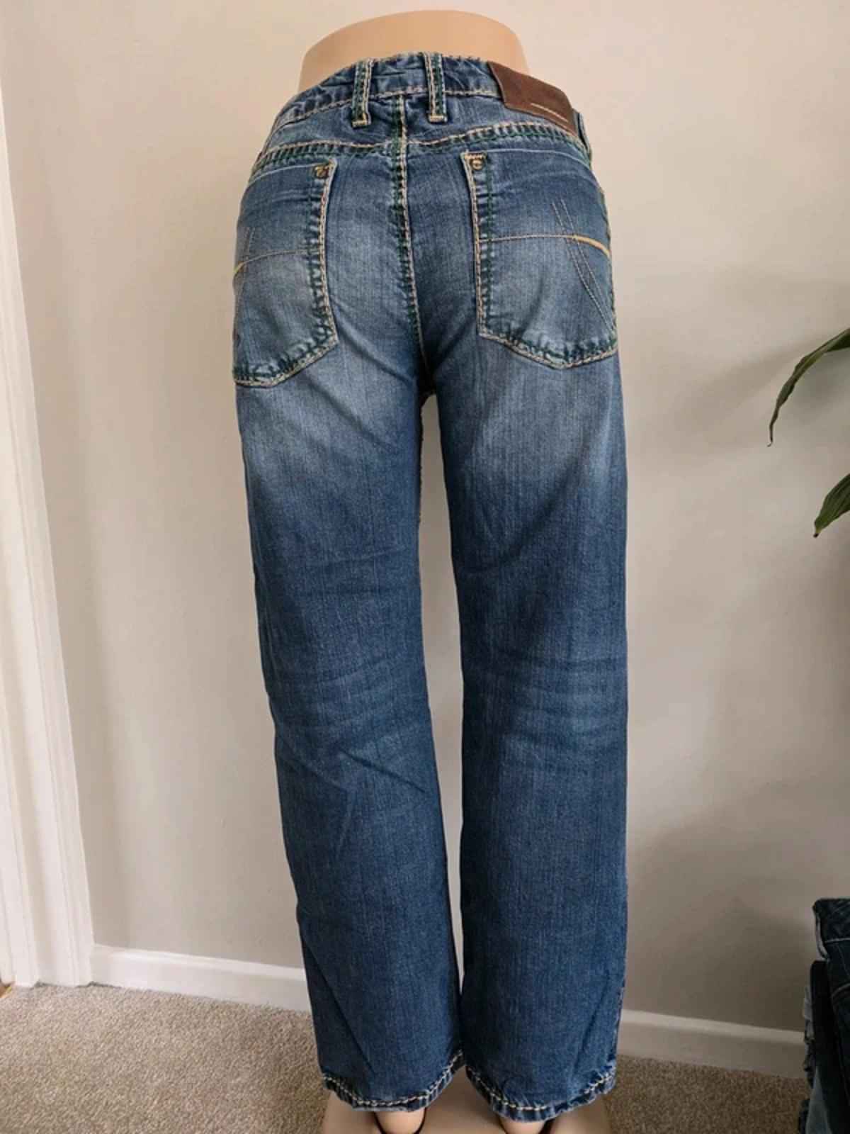 Vintage Y2K Camp David Mid Rise Straight Leg Jeans Baggy Fit UK 14