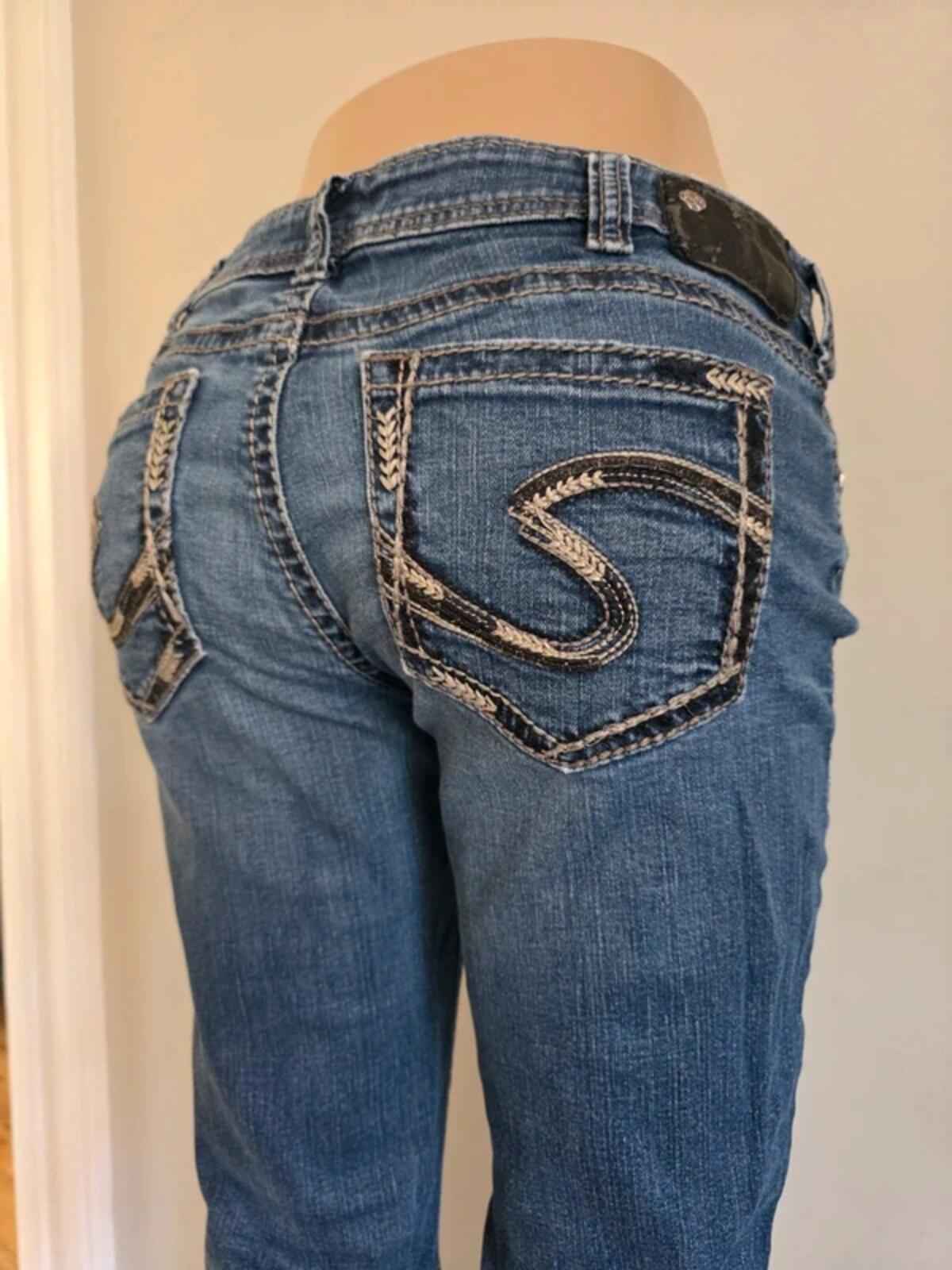 Vintage Y2K Silver Jeans Low Rise Bootcut Jeans UK Size 12 Petite
