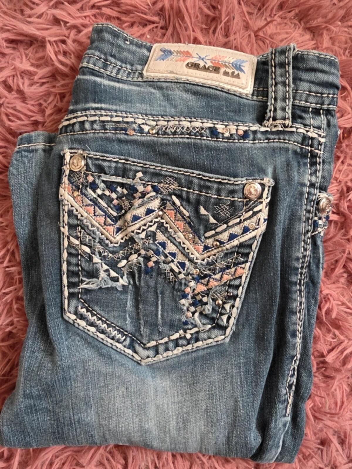 Grace in LA Mid Rise Bootcut Vintage Y2K Jeans UK Size 8 Tall