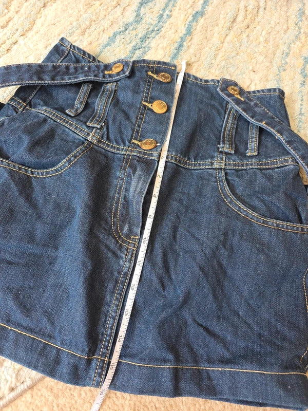 Anyone High Waisted Denim Mini Skirt with Belt UK Size 6
