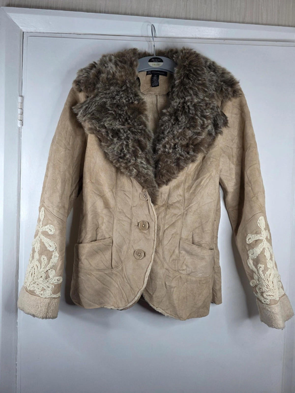 Vintage Y2K INC International Concepts Faux Shearling Jacket UK size 6/8 XS