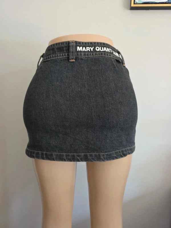Mary Quant London Vintage Y2K Mid Rise Denim Mini Skirt UK Size 4/6