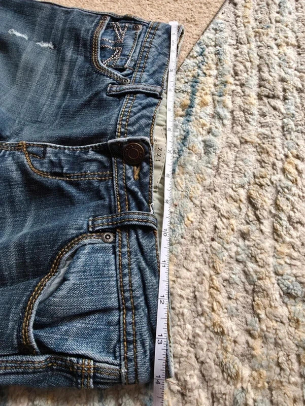 XXI Ultra Low Rise Distressed Baby Bootcut Vintage Y2K Jeans UK Size 4