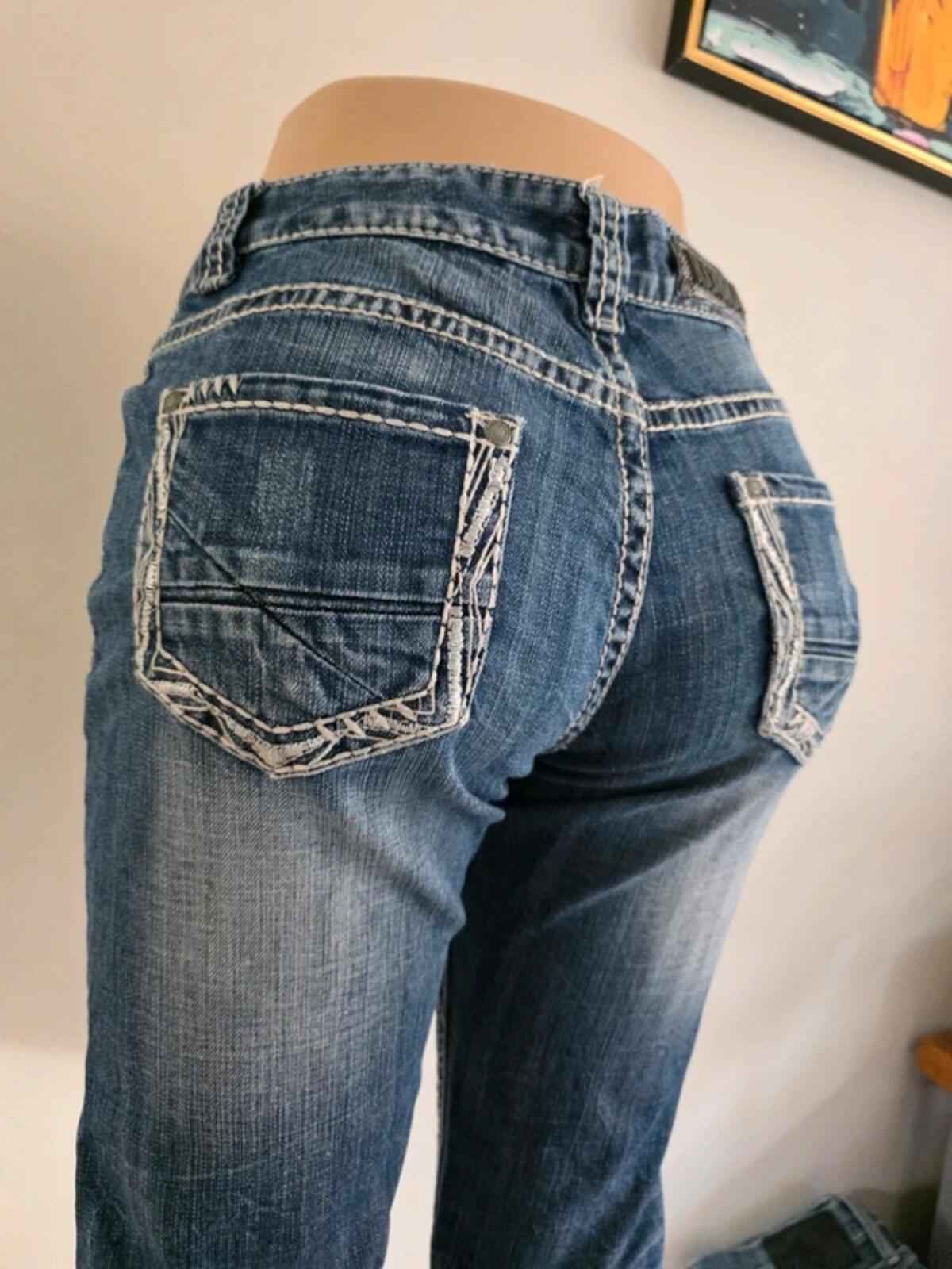 Vintage Y2K Rock & Roll Cowgirl Mid Rise Boyfriend Jeans UK Size 10 tall