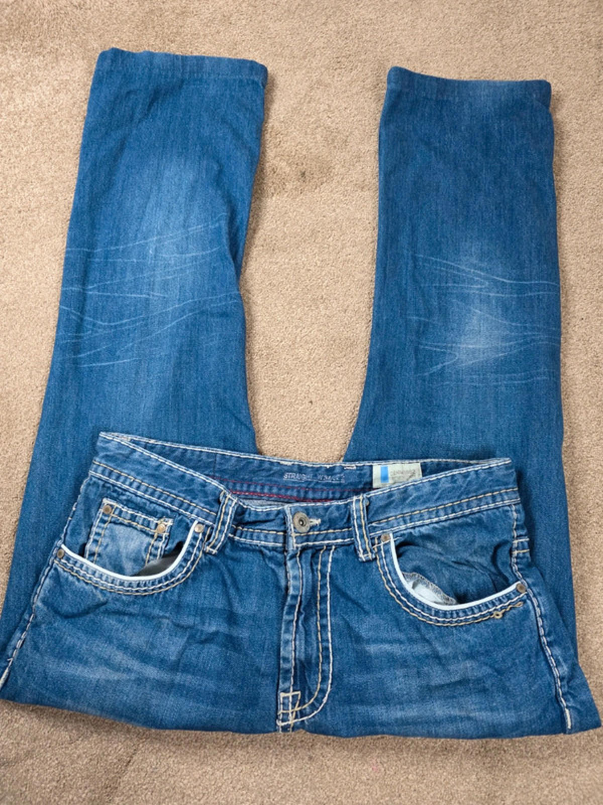 Vintage Y2K Denim 1982 Mid Rise Straight Jeans UK Size 14 Petite