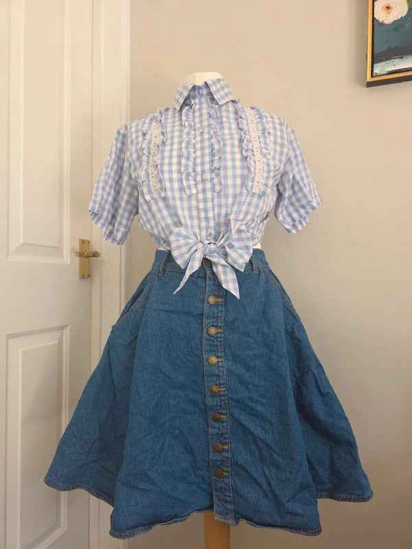 Andrea Mare & Camicie Ruffle Gingham Coquette Vintage Y2K Blouse UK Size 8