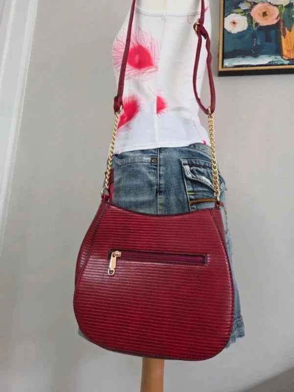 Vintage Y2K Burgundy Studded Shoulder Bag Crossbody Bag